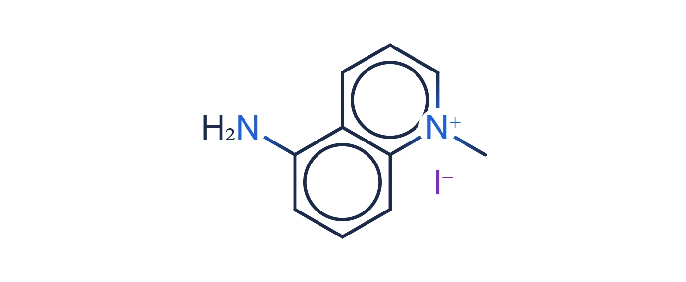 Chemical structure of 5-Amino-1MQ (5-amino-1-methylquinolinium iodide)