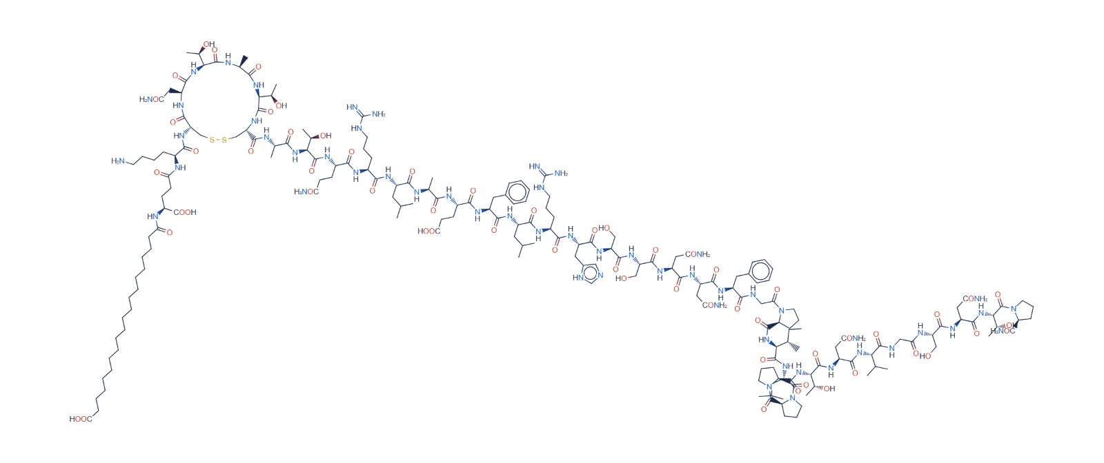 Chemical structure of Cagrilintide (long-acting amylin analog)