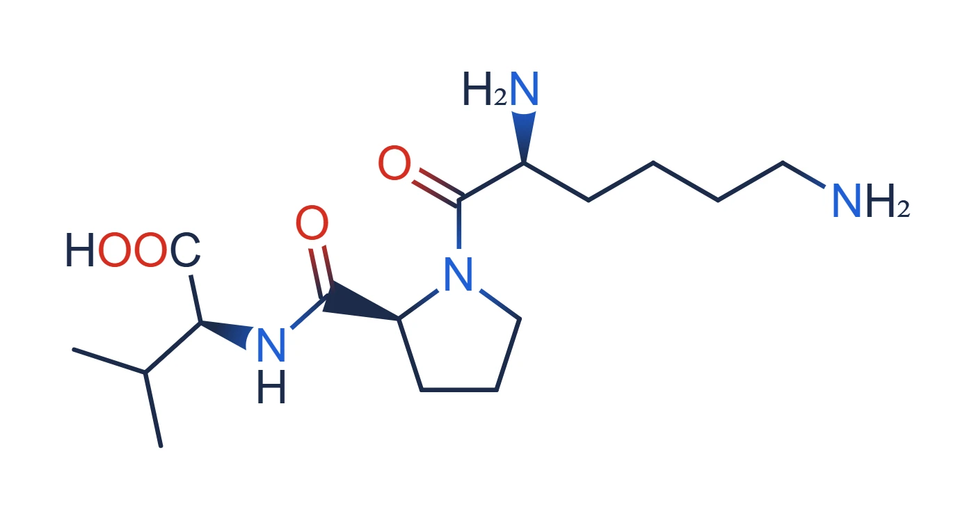 Chemical structure of KPV (Lys-Pro-Val tripeptide)