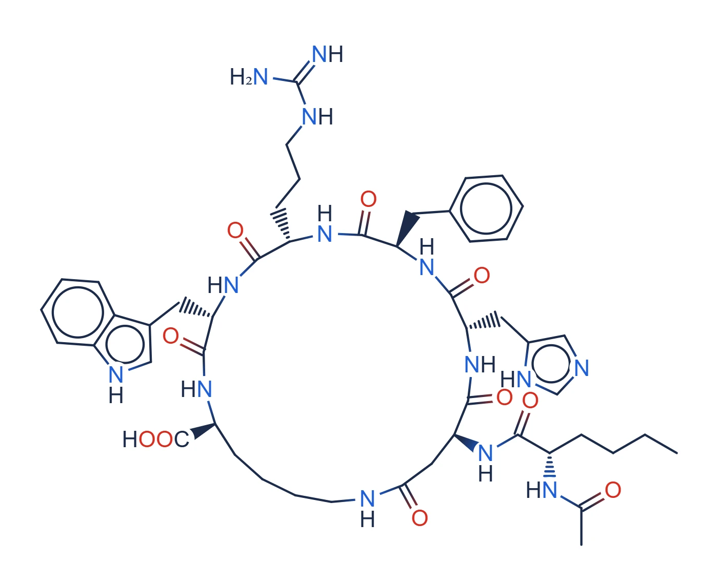Chemical structure of PT-141 (bremelanotide cyclic heptapeptide)