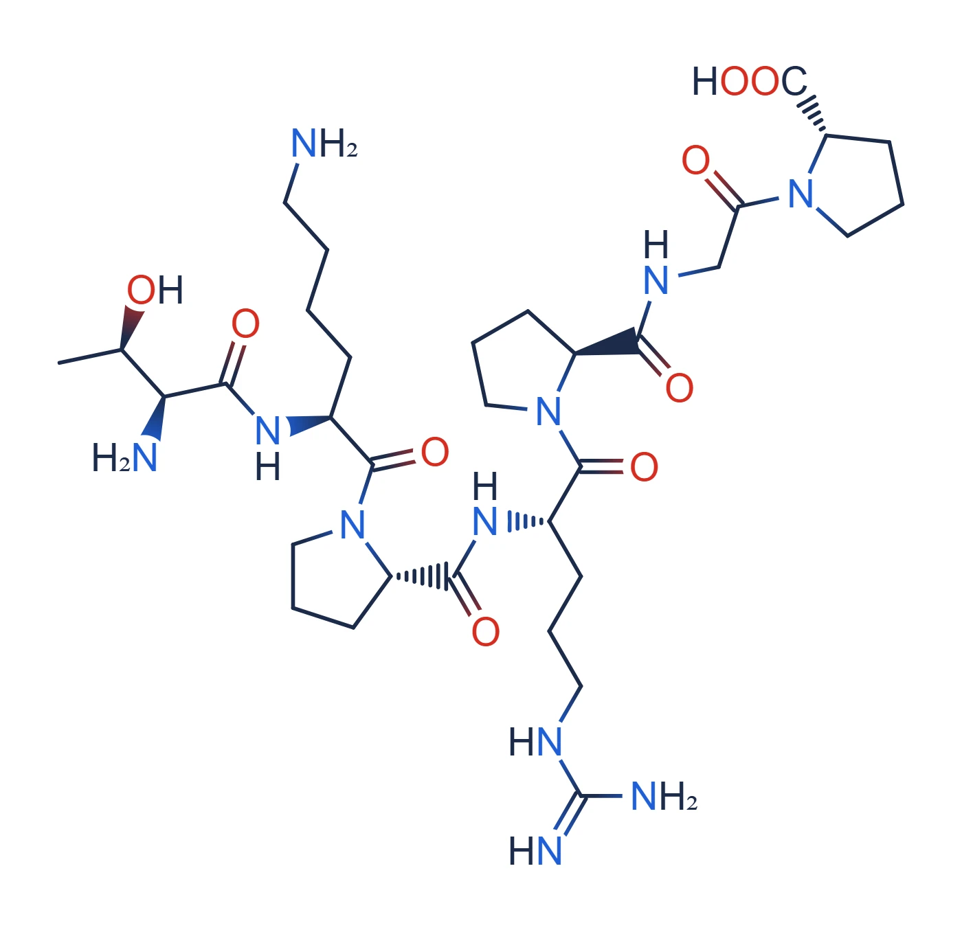 Chemical structure of Selank (tuftsin analog heptapeptide)