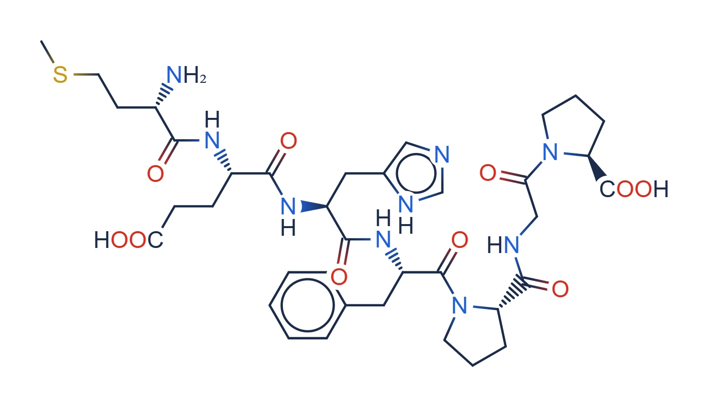 Chemical structure of Semax (ACTH 4-7 Pro-Gly-Pro heptapeptide)