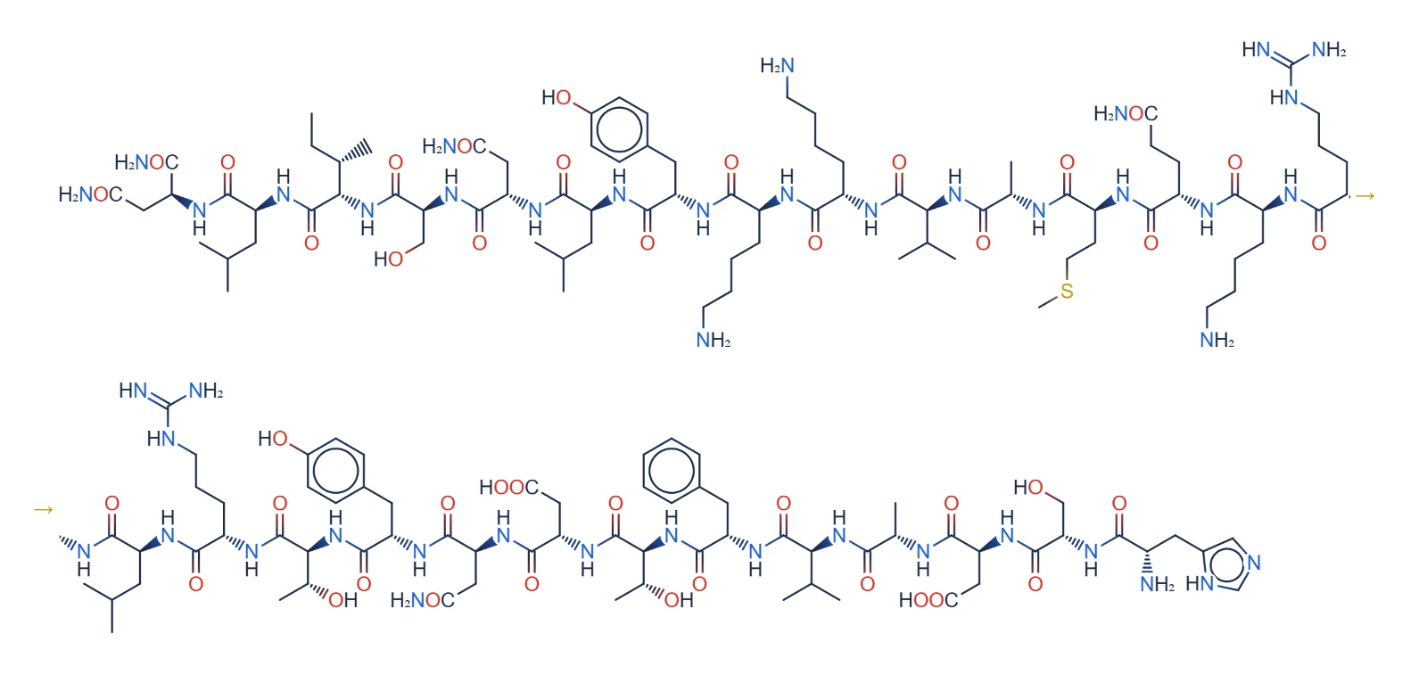 Chemical structure of VIP (vasoactive intestinal peptide)